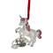White And Silver Glitter Dream Big Unicorn Enamel Ornament